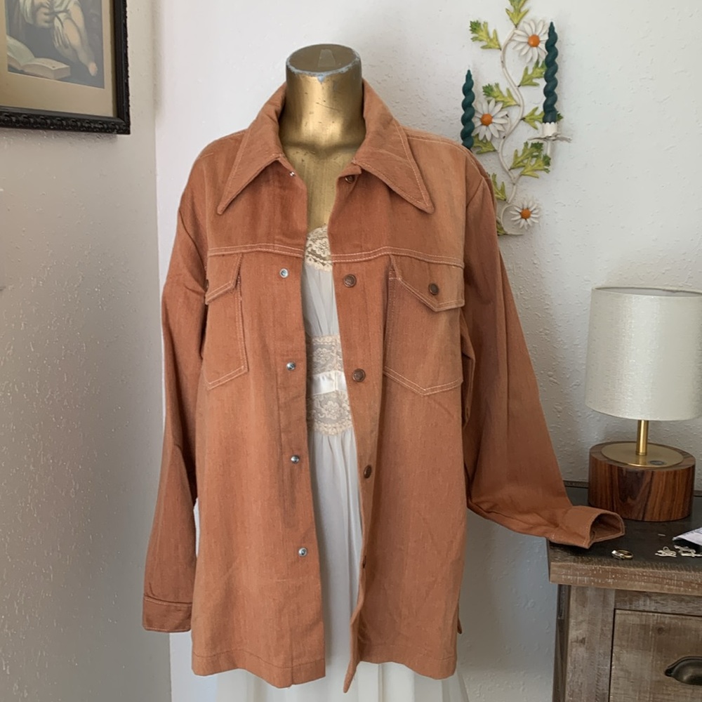 Vintage Sears Western Wear Rust Colored Denim Snap Jacket / Shirt / Shacket
